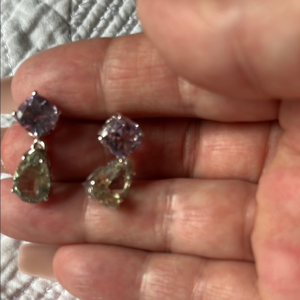 Elegant Silver and Purple Amethyst Drop Earrings
